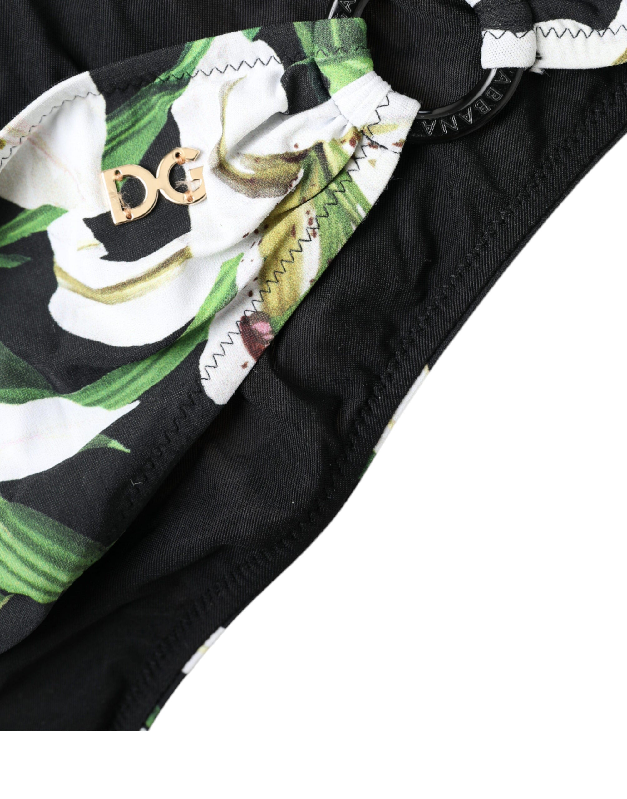 Black Lily print Dolce & Gabbana swimwear bottom with floral design, perfect for beachwear and bikini style.
