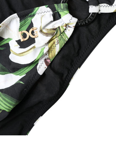 Black Lily print Dolce & Gabbana swimwear bottom with floral design, perfect for beachwear and bikini style.