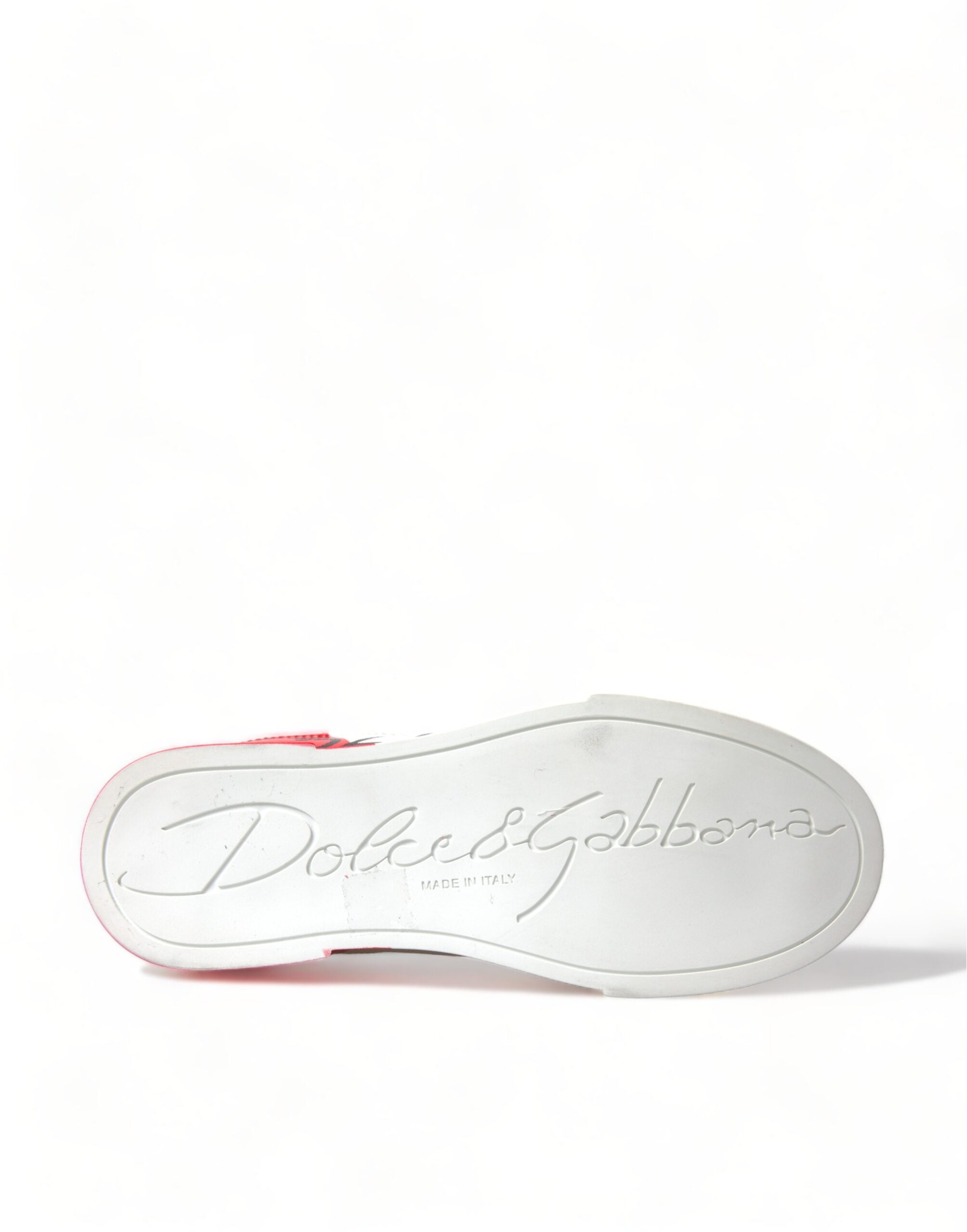 White and red lace-up women's low top sneakers by Dolce & Gabbana with stylish design and comfortable fit.