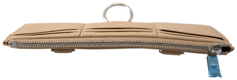 Beige leather shoulder strap for cardholder wallet by Dolce & Gabbana, showing the strap attached to a compact wallet.