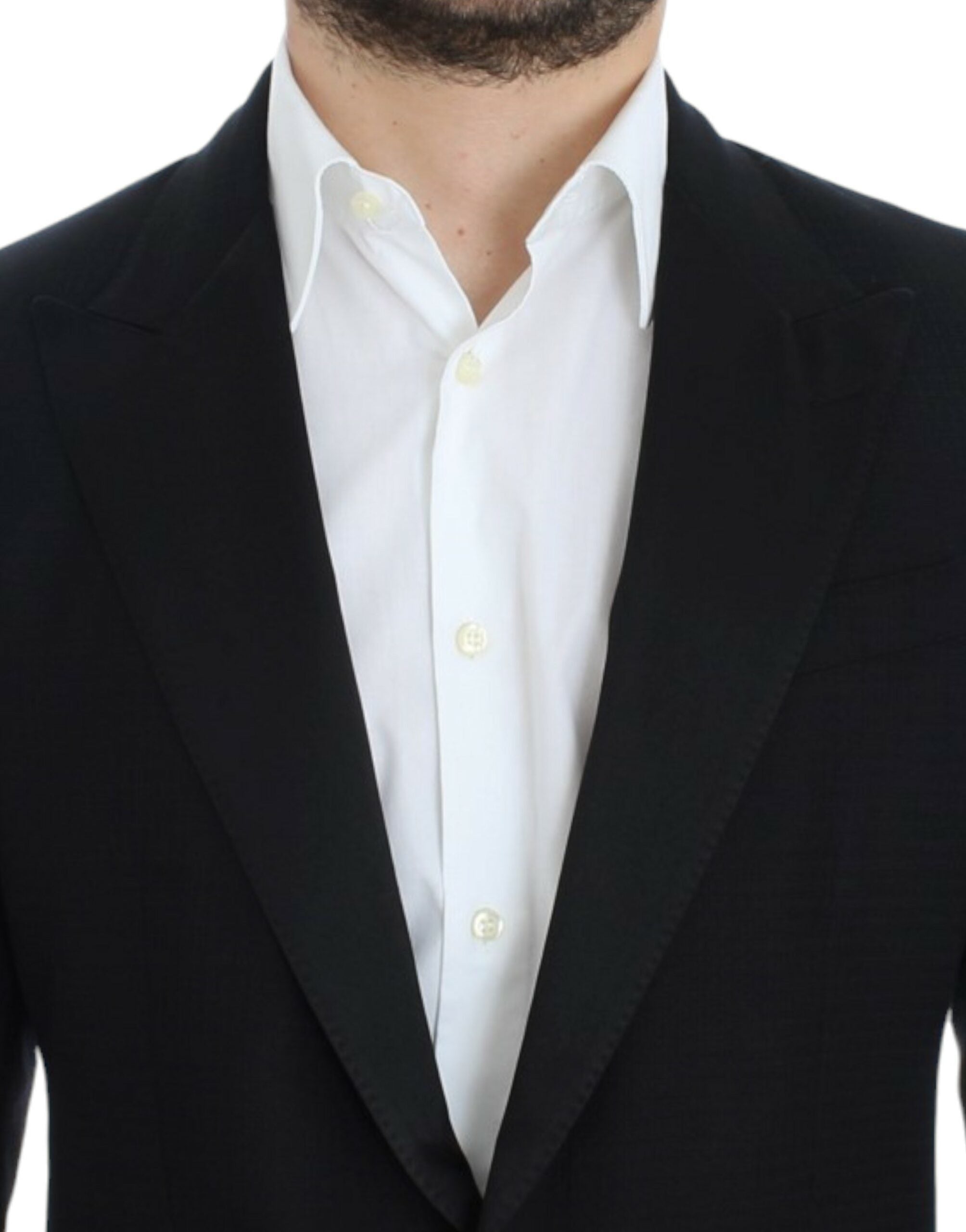 Black wool silk Sicilia blazer by Dolce & Gabbana, featuring tailored fit and elegant lapel details, displayed on a mannequin.