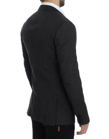 Black wool slim-fit MARTINI blazer by Dolce & Gabbana, tailored with a sleek, modern design and classic lapel details.