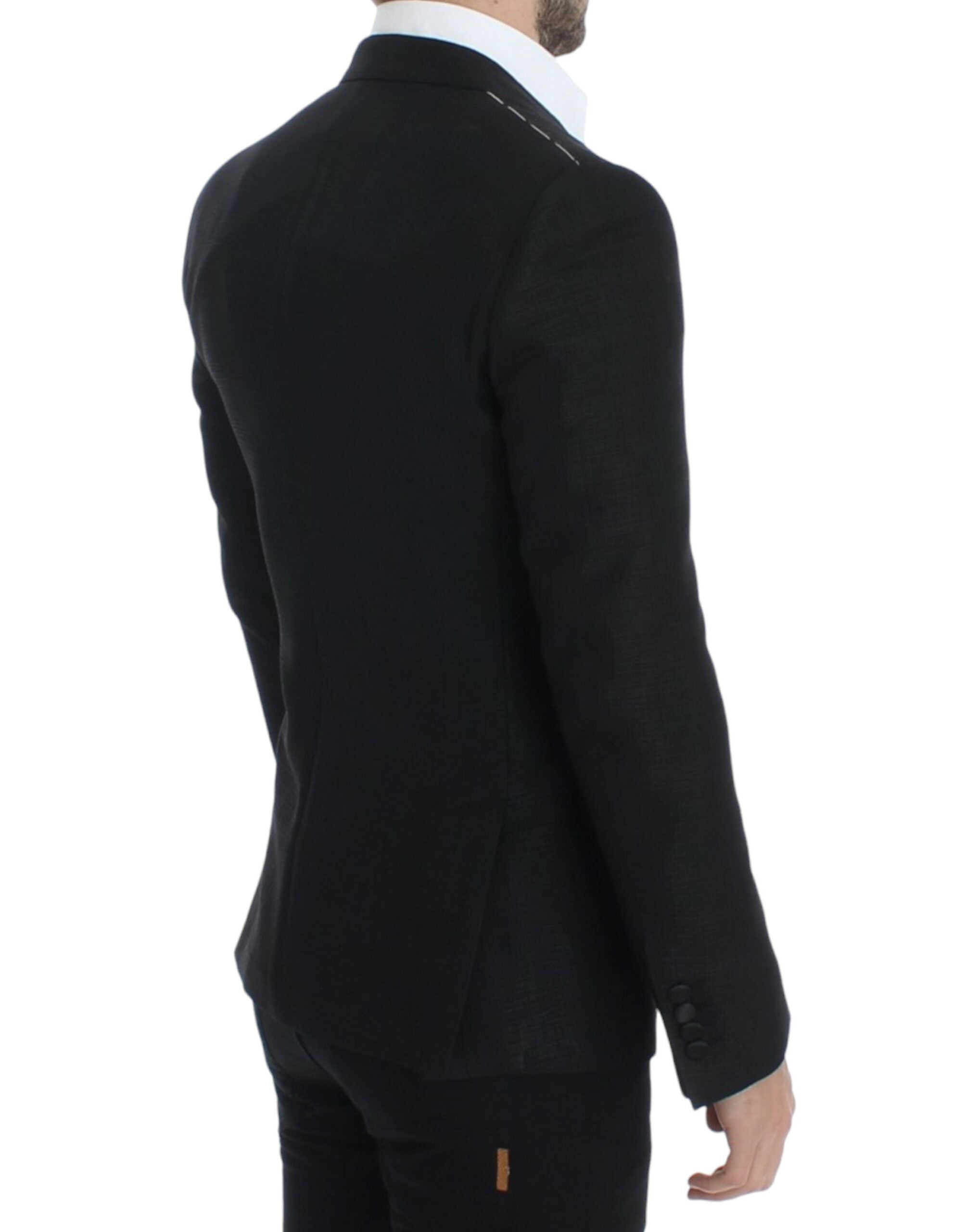 Black wool Martini slim blazer by Dolce & Gabbana, tailored fit with notch lapels and button closure, displayed on a hanger.
