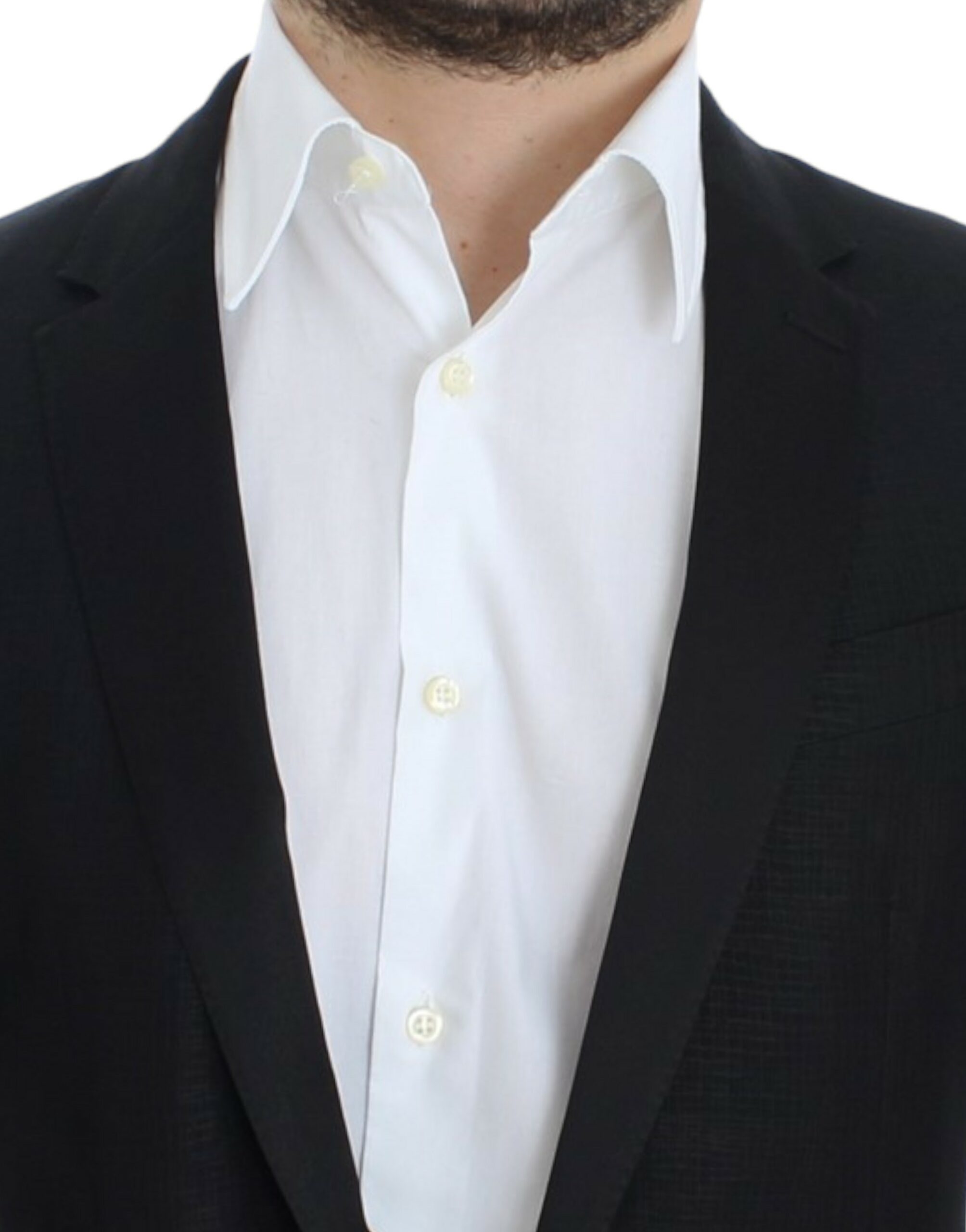 Black wool Martini slim blazer by Dolce & Gabbana, tailored fit with notch lapel and sleek design, displayed on a hanger.
