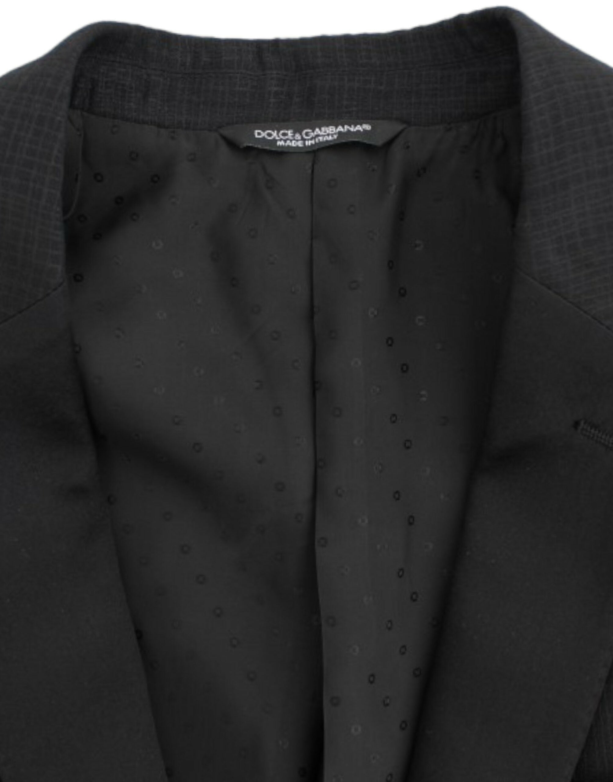 Black wool Martini slim blazer by Dolce & Gabbana, tailored fit with notch lapel and front button closure.