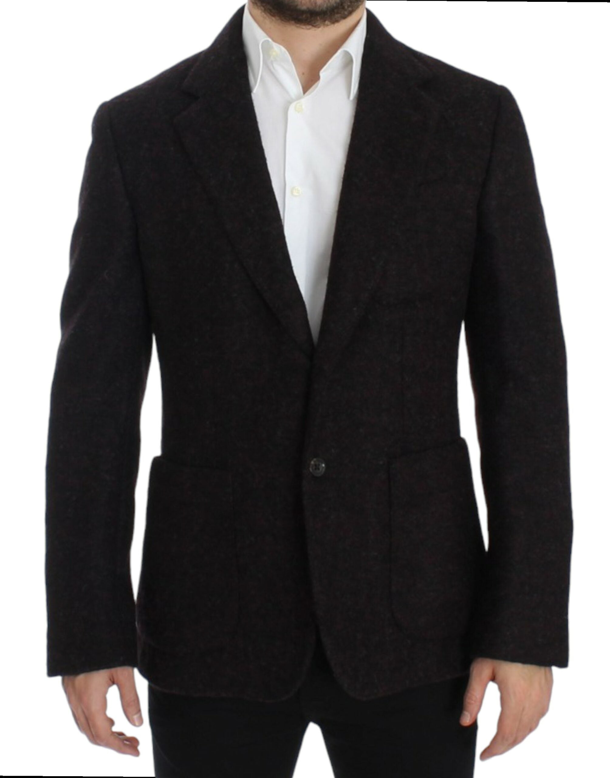 Bordeaux alpaca two-button blazer by Dolce & Gabbana, featuring a tailored fit and classic design.