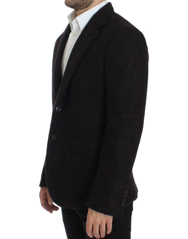 Dolce & Gabbana Bordeaux alpaga two-button blazer displayed on a model, stylish tailored outerwear for men.