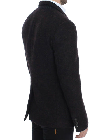 Bordeaux alpaca two-button blazer by Dolce & Gabbana, featuring a tailored fit and classic lapel design.