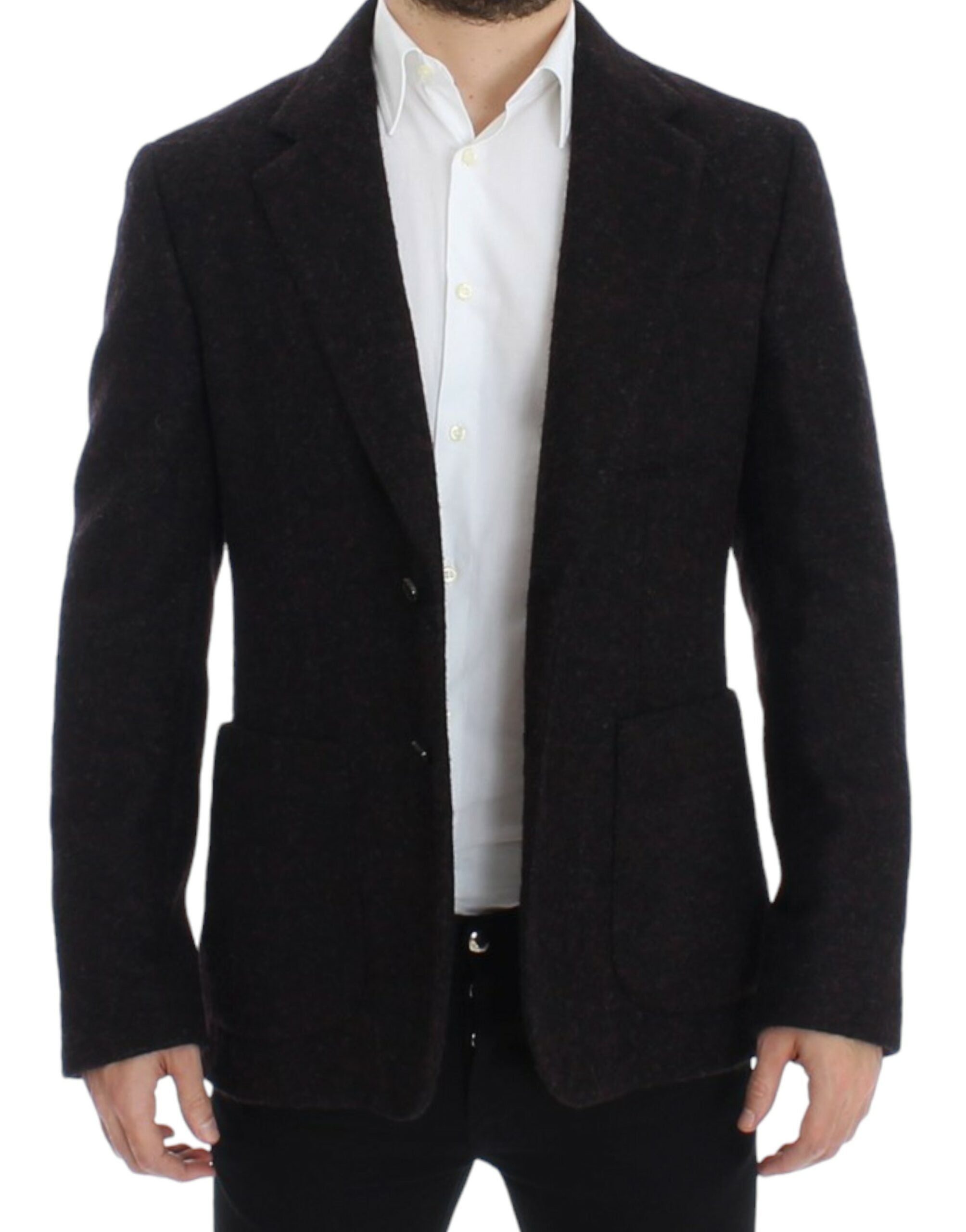 Bordeaux alpaca Dolce & Gabbana two-button blazer, tailored fit with classic lapels and textured fabric detail.