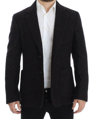 Bordeaux alpaca Dolce & Gabbana two-button blazer, tailored fit with classic lapels and textured fabric detail.