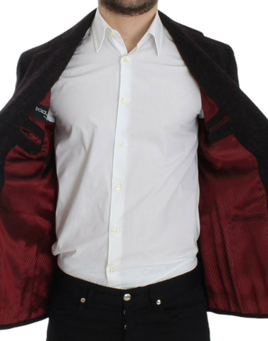 Bordeaux alpaca two-button blazer by Dolce & Gabbana, featuring a tailored fit and classic lapel design.