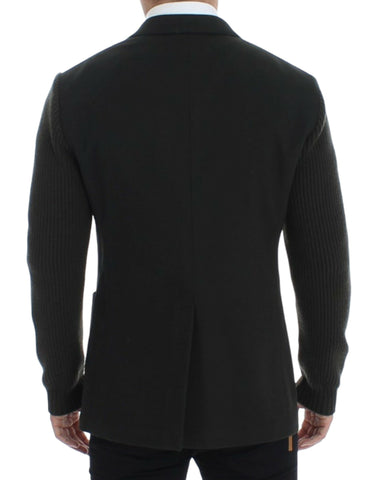 Green cashmere two-button blazer by Dolce & Gabbana, tailored fit with classic lapels, displayed on a plain background.