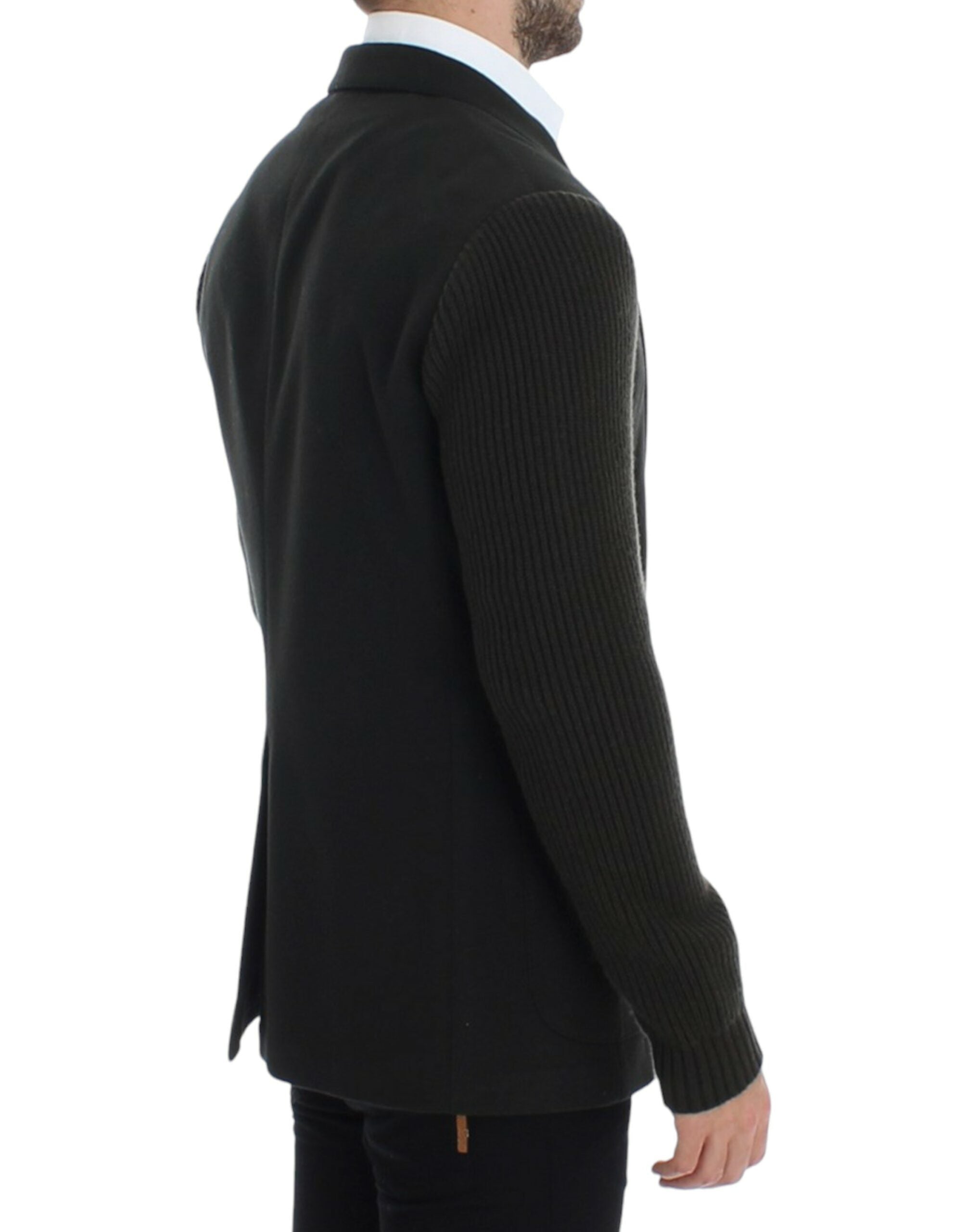 Green cashmere two-button blazer by Dolce & Gabbana, tailored fit with classic lapels and stylish button details.