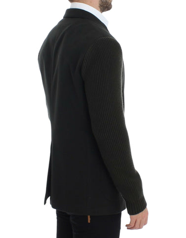 Green cashmere two-button blazer by Dolce & Gabbana, tailored fit with classic lapels and stylish button details.