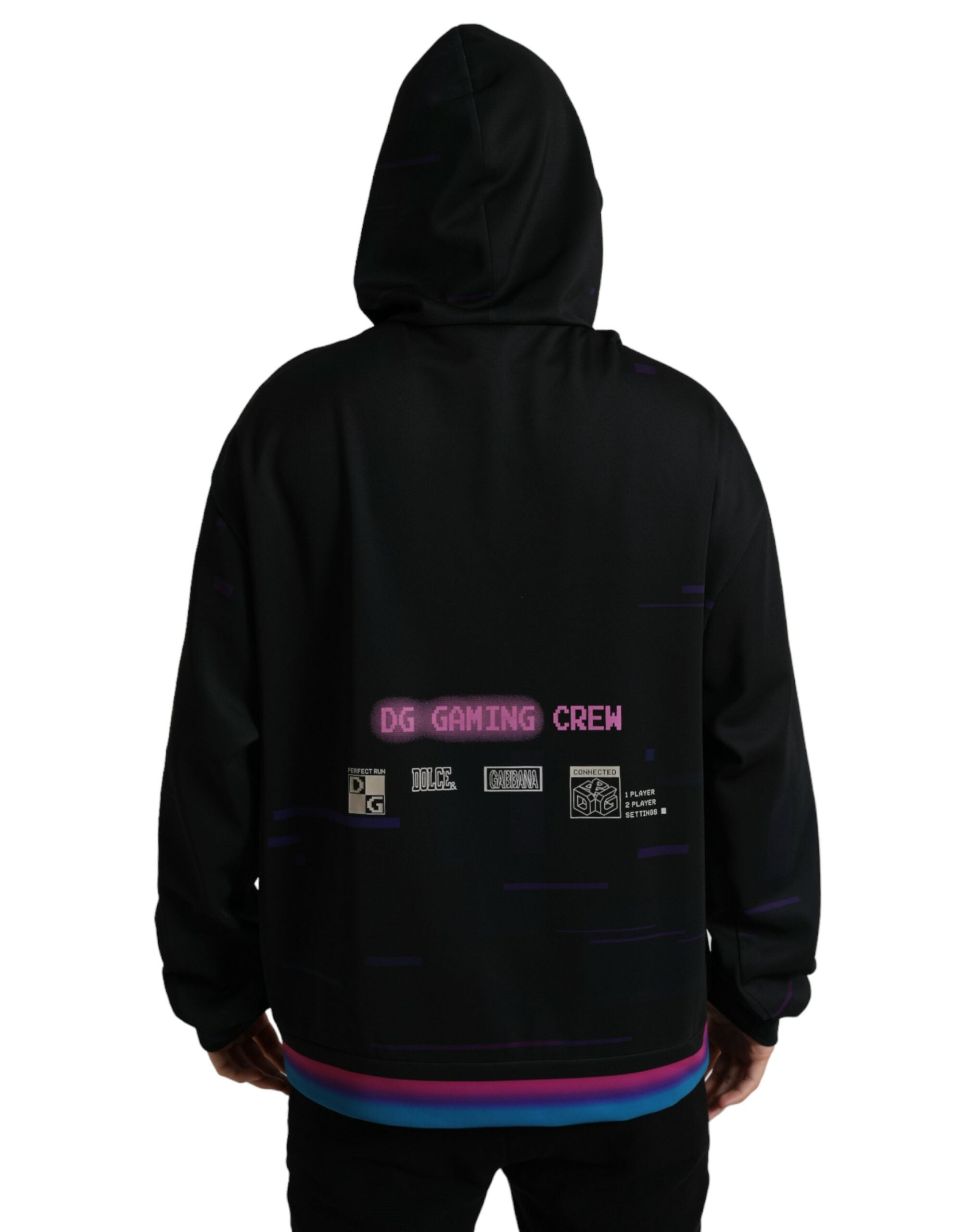 Black Dolce & Gabbana hoodie with logo print, featuring a hooded sweatshirt design and casual fit.