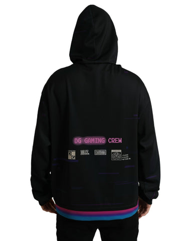 Black Dolce & Gabbana hoodie with logo print, featuring a hooded sweatshirt design and casual fit.