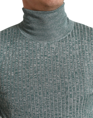 Green Dolce & Gabbana polyester turtleneck pullover sweater displayed on a model.