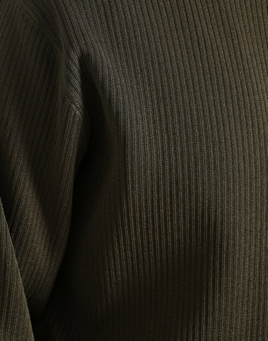 Green viscose crew neck men's pullover sweater by Dolce & Gabbana, shown on a hanger with a close-up of fabric texture.