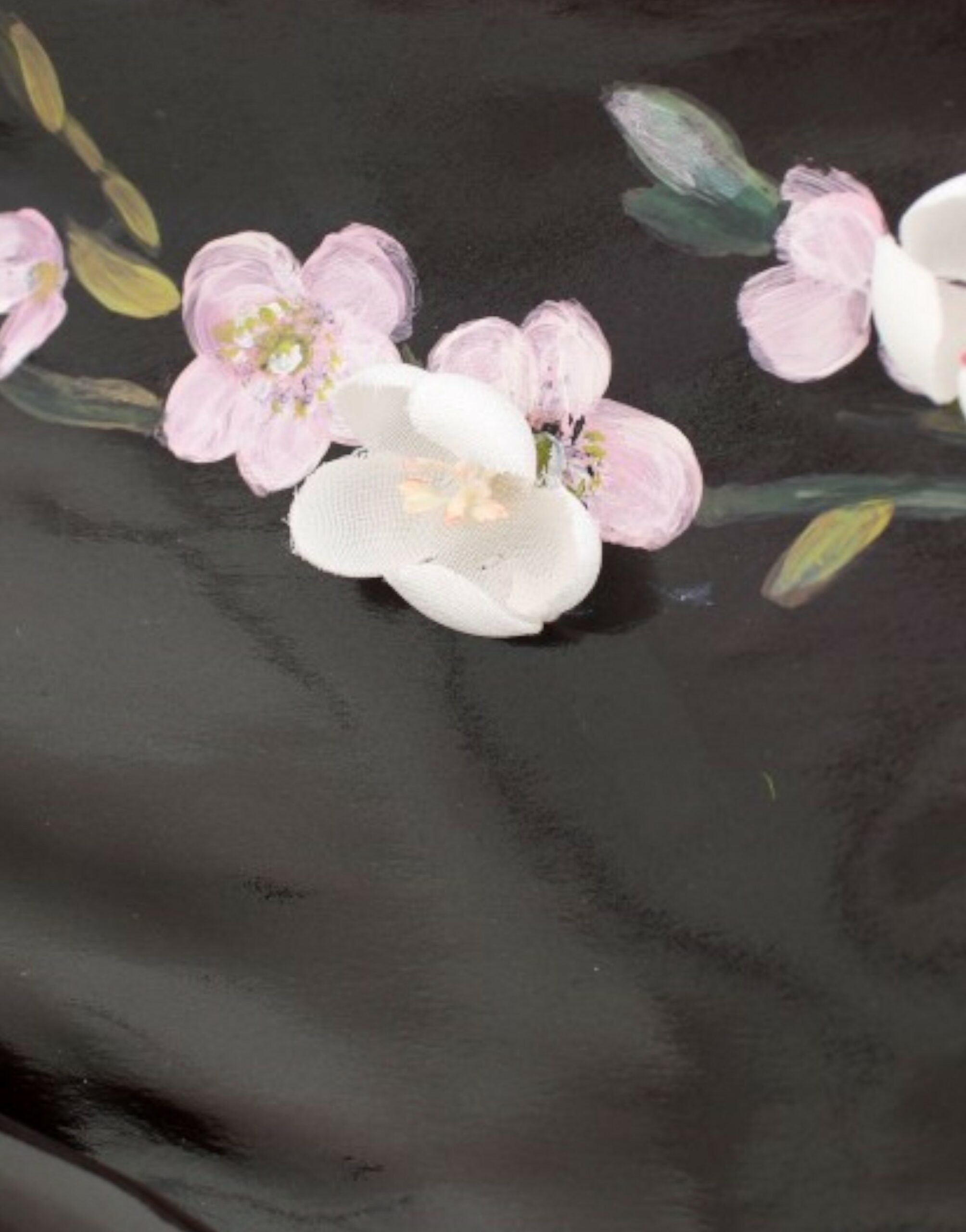 Black floral 3/4 sleeve sheath dress by Dolce & Gabbana, featuring a fitted silhouette and elegant floral pattern.