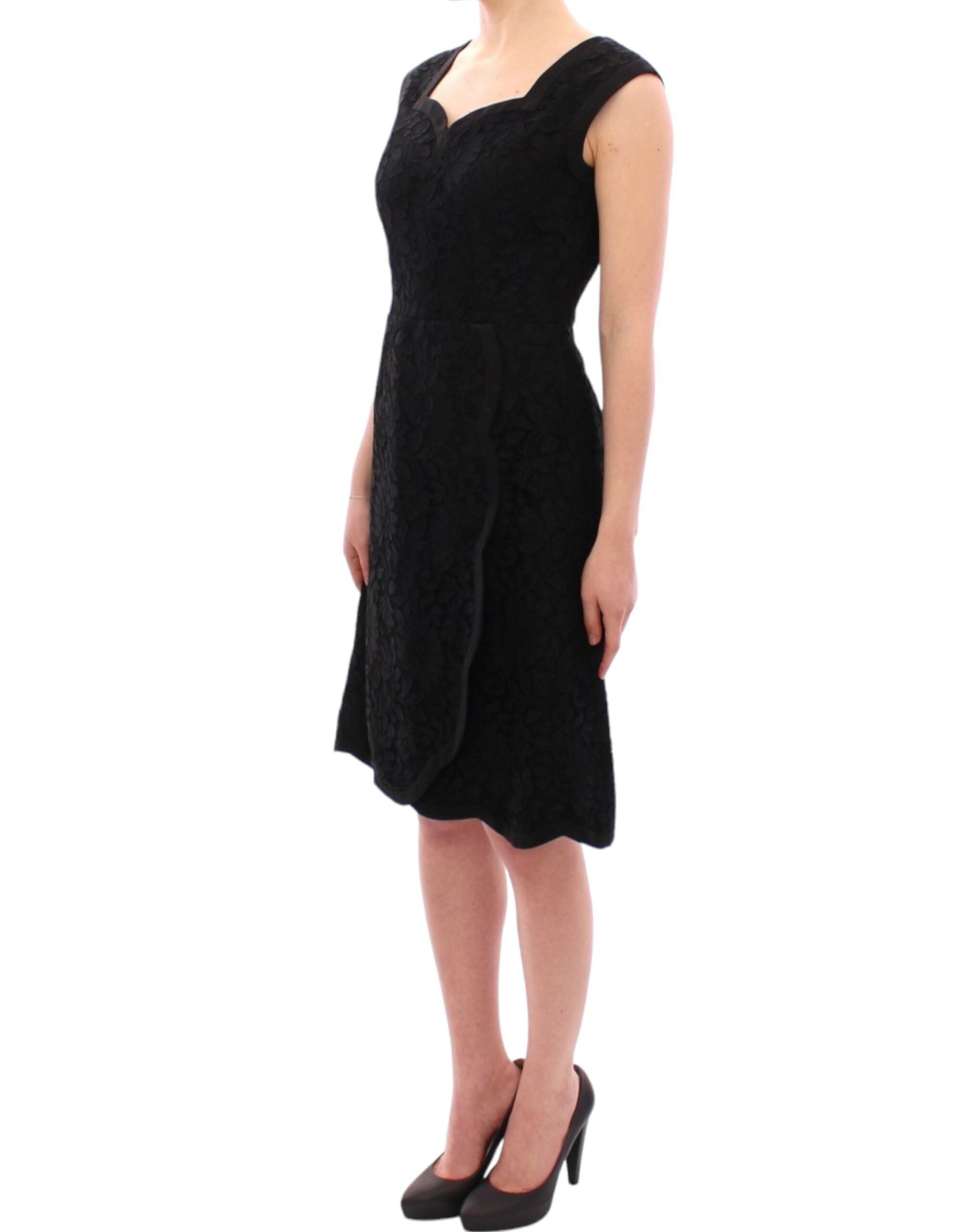 Black floral lace Sicily runway dress by Dolce & Gabbana, featuring intricate lace details and elegant design.