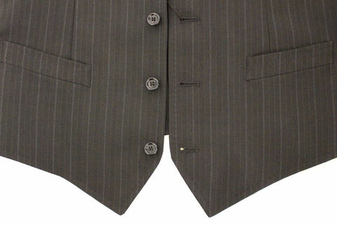 Black striped stretch dress vest gilet by Dolce & Gabbana, featuring a fitted design and stylish vertical stripe pattern.
