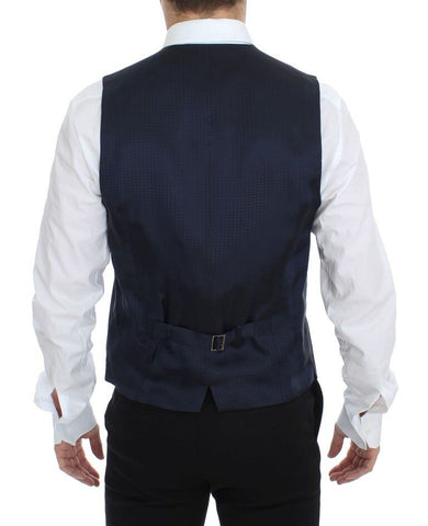 Gray stretch formal dress vest gilet by Dolce & Gabbana, tailored fit with sleek fabric and classic styling.