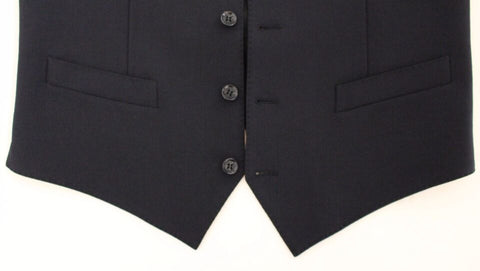 Blue wool formal dress vest gilet by Dolce & Gabbana, tailored fit with classic lapel and sleek design for elegant occasions.