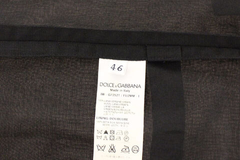 Black wool formal dress vest by Dolce & Gabbana, tailored gilet jacket with sleek design and structured fit.