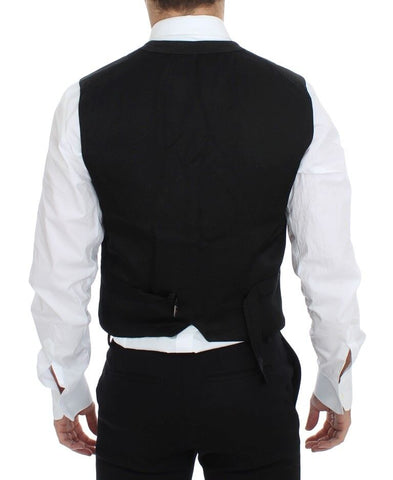 Black cotton blend dress vest gilet by Dolce & Gabbana, featuring a tailored fit and sleek design.