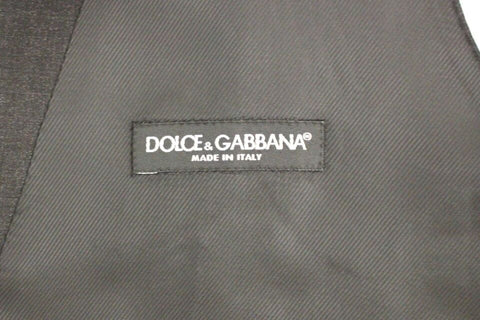 Gray slim fit formal vest with button front by Dolce & Gabbana, tailored for a sleek, modern look.