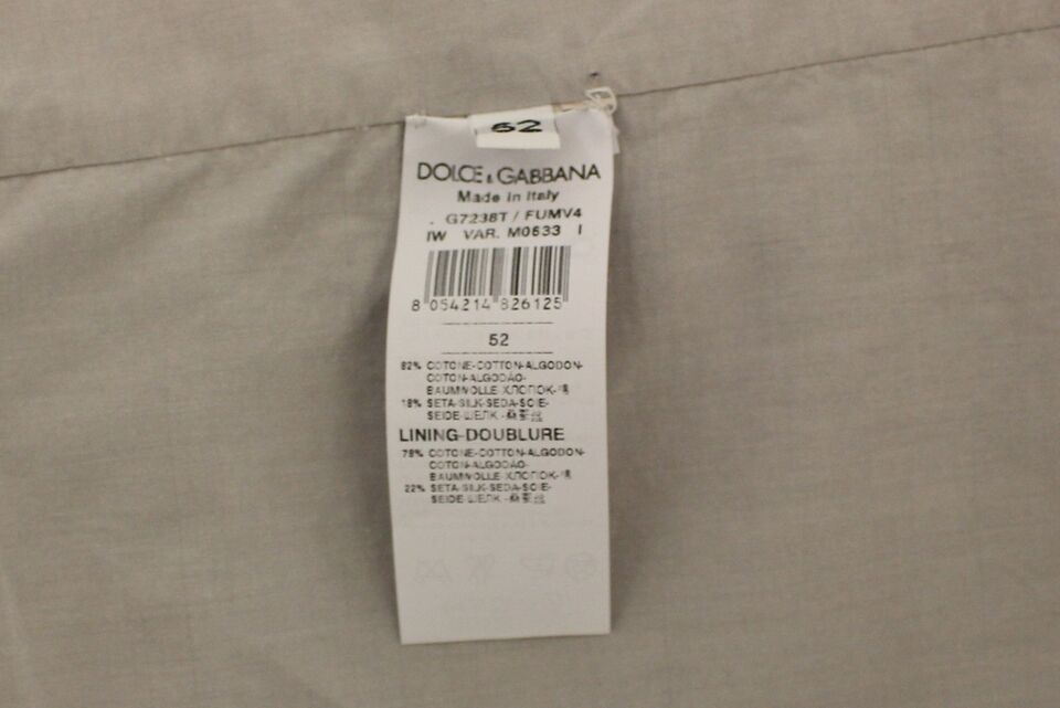 Beige cotton silk blend dress vest blazer by Dolce & Gabbana, tailored fit with lapel collar and sleek style.