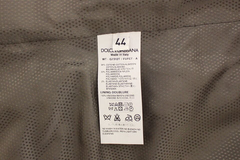 Beige cotton dress vest blazer jacket by Dolce & Gabbana, tailored fit with lapels, front pockets, and button closure.