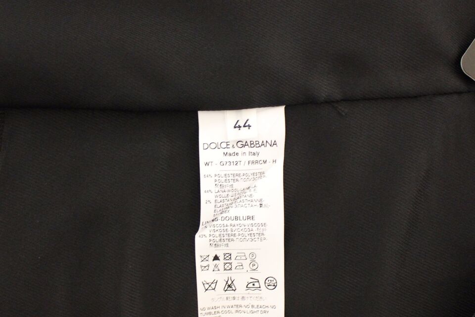 Gray wool stretch dress vest blazer by Dolce & Gabbana, featuring tailored fit and classic lapel design.
