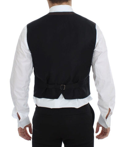 Brown cotton blend dress vest gilet by Dolce & Gabbana, shown with front view highlighting tailored fit and classic design.