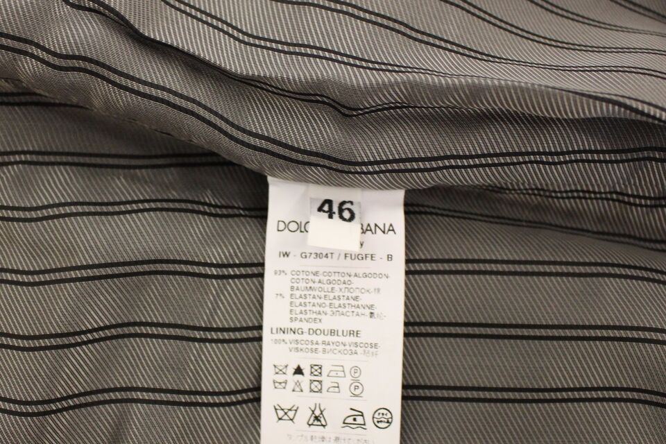 Gray cotton stretch dress vest blazer by Dolce & Gabbana, tailored fit with lapel collar, front buttons, and sleek design.
