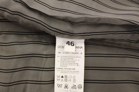 Gray cotton stretch dress vest blazer by Dolce & Gabbana, tailored fit with lapel collar, front buttons, and sleek design.