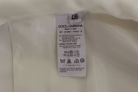 White cotton silk blend dress vest blazer by Dolce & Gabbana, featuring tailored fit and elegant lapel details.