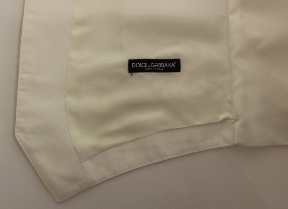 White cotton silk blend dress vest blazer by Dolce & Gabbana, tailored fit, with lapel collar and sleek design.