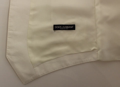White cotton silk blend dress vest blazer by Dolce & Gabbana, tailored fit, with lapel collar and sleek design.