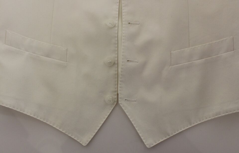 White cotton silk blend dress vest blazer by Dolce & Gabbana, featuring tailored fit and sleek lapels.