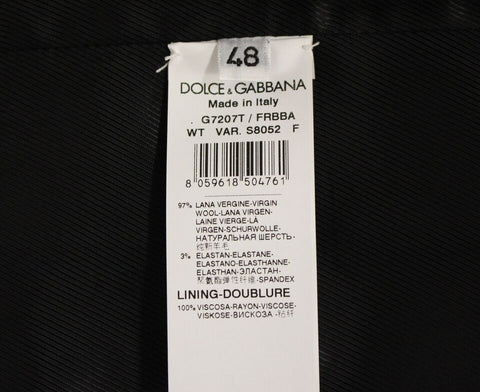 Gray wool logo vest with striped pattern from Dolce & Gabbana, featuring a sleeveless design and front button closure.