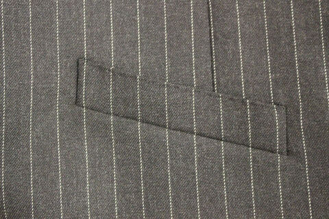 Gray striped wool Dolce & Gabbana logo vest, sleeveless gilet with a modern tailored fit, front logo embroidery, and ribbed trim.