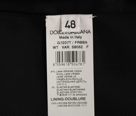 Gray striped wool Dolce & Gabbana logo vest gilet with front buttons and sleeveless design.