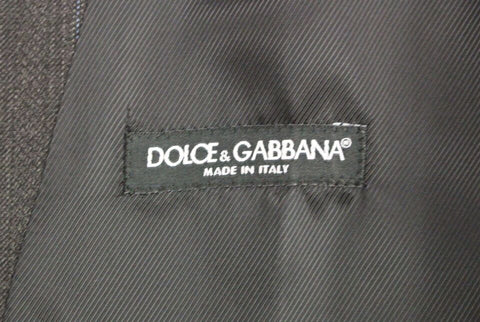 Gray wool striped logo vest by Dolce & Gabbana with a sleeveless design and classic fit.