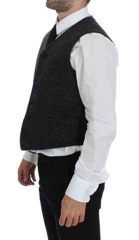 Gray wool blend vest gilet by Dolce & Gabbana, featuring a tailored fit and classic design, displayed on a neutral background.