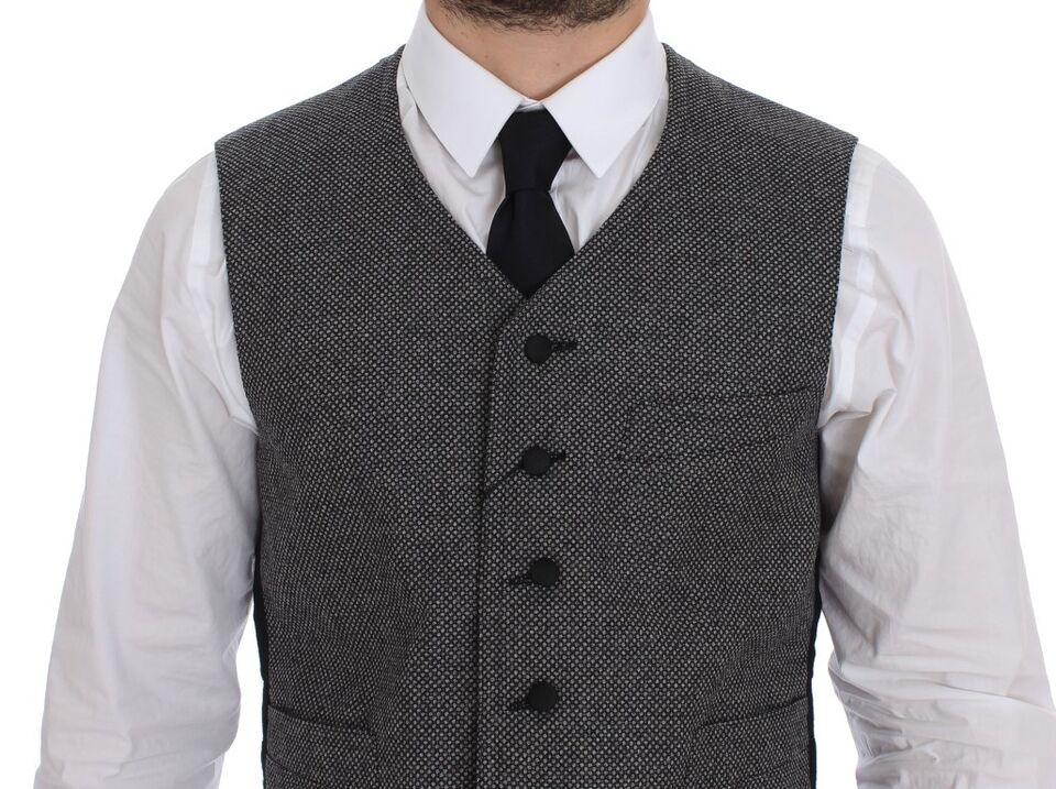 Gray cotton blend logo vest by Dolce & Gabbana, featuring a stylish sleeveless design and subtle branding details.