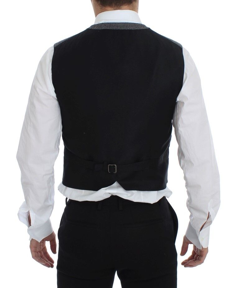 Gray cotton blend Dolce & Gabbana logo vest featuring a sleeveless design and front logo detail.