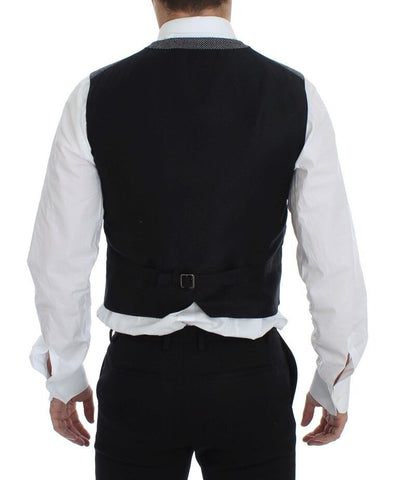 Gray cotton blend Dolce & Gabbana logo vest featuring a sleeveless design and front logo detail.