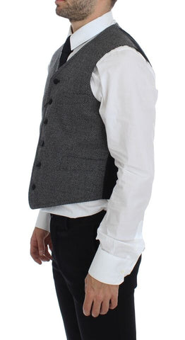 Gray cotton blend logo vest gilet by Dolce & Gabbana, featuring a sleeveless design with brand logo detail.