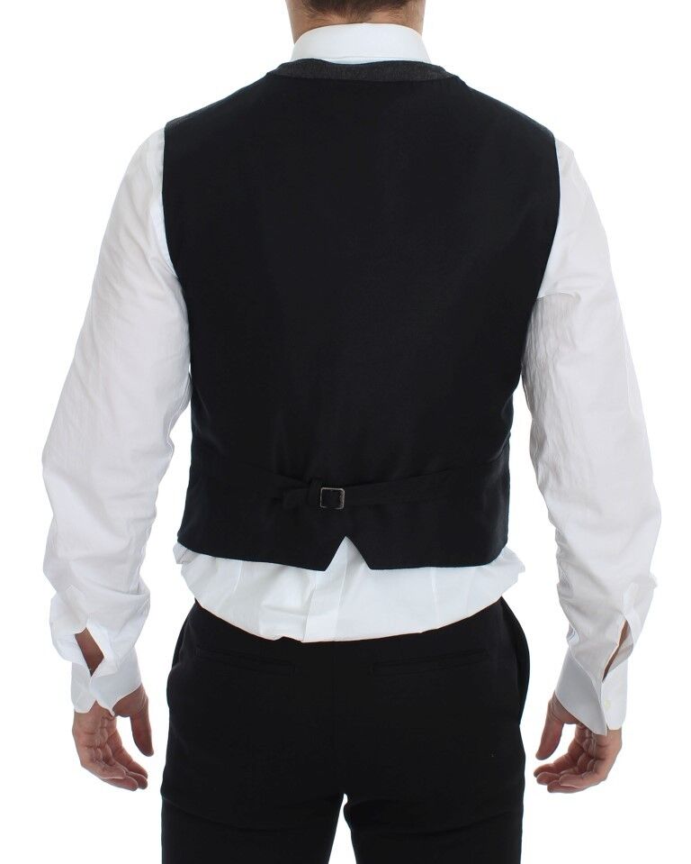Gray wool blend logo vest by Dolce & Gabbana, featuring a sleek design and subtle brand logo on the front.